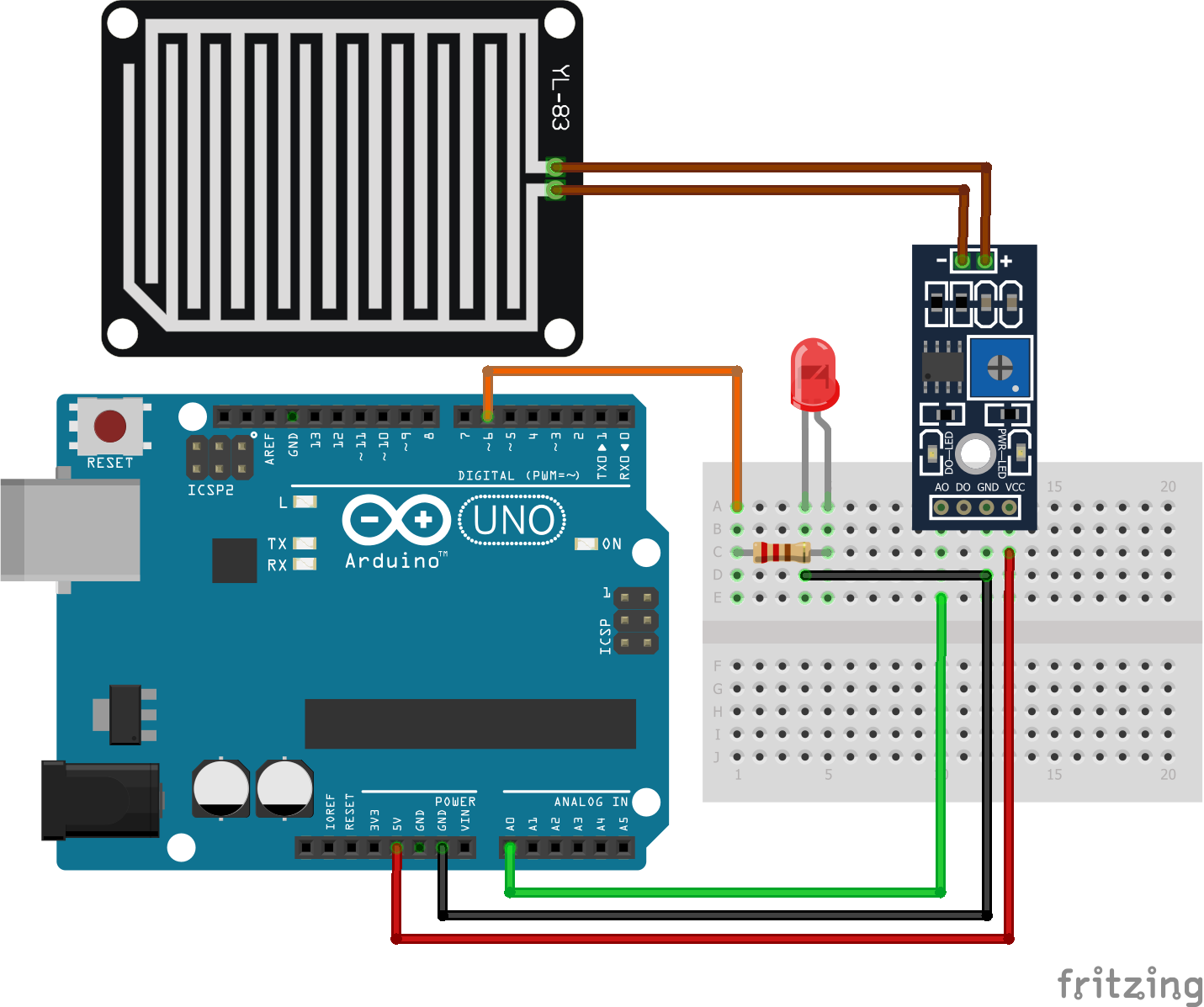 Rain Detection Sensor with Arduino — reference image